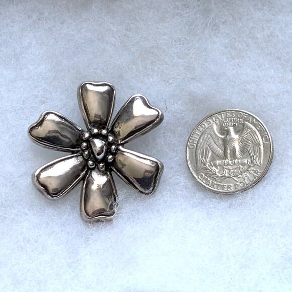 Vintage Designer Solid Sterling Silver 925 Flower Shape Pendant - Picture 3 of 6